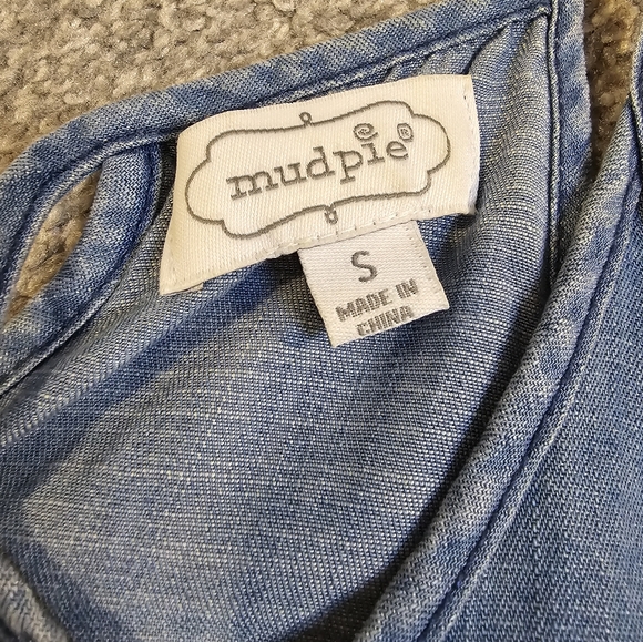 Mudpie Denim Tank Top Raw Hem Tie Back Size Small - Picture 4 of 8